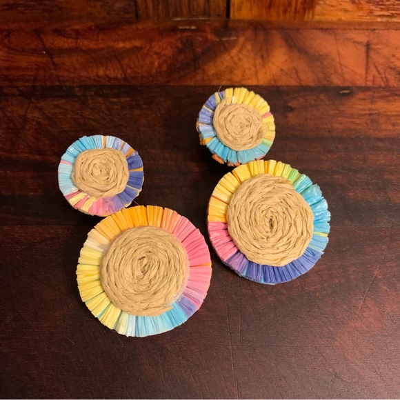 Colorful Raffia and Twine Lightweight Post Earrings - Picture 5 of 7